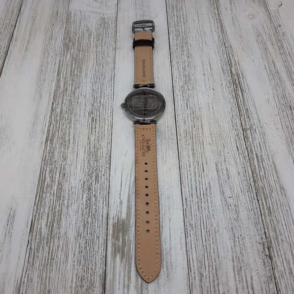 Coach Park Black Floral Print Leather Strap Watch - Picture 6 of 10